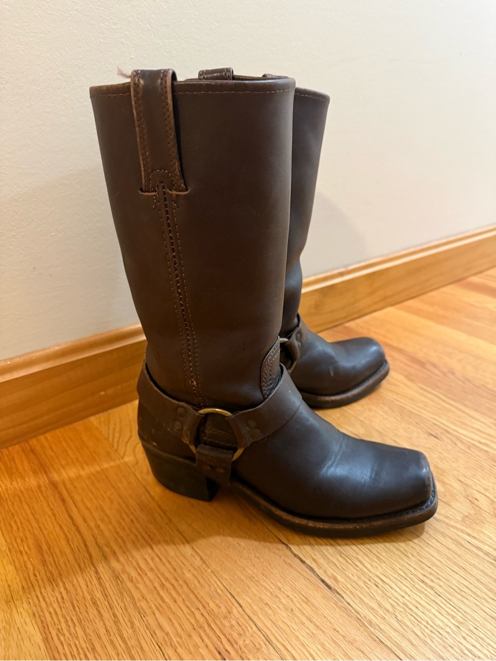 FRYE Harness Brown Leather Boots 6.5 - Picture 4 of 10